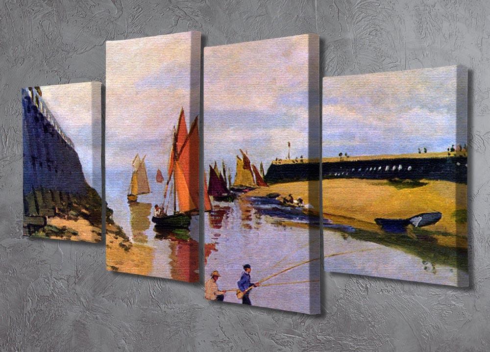 Port of Trouville by Monet 4 Split Panel Canvas - Canvas Art Rocks - 2