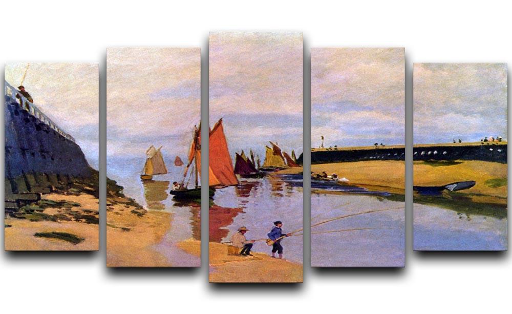 Port of Trouville by Monet 5 Split Panel Canvas  - Canvas Art Rocks - 1