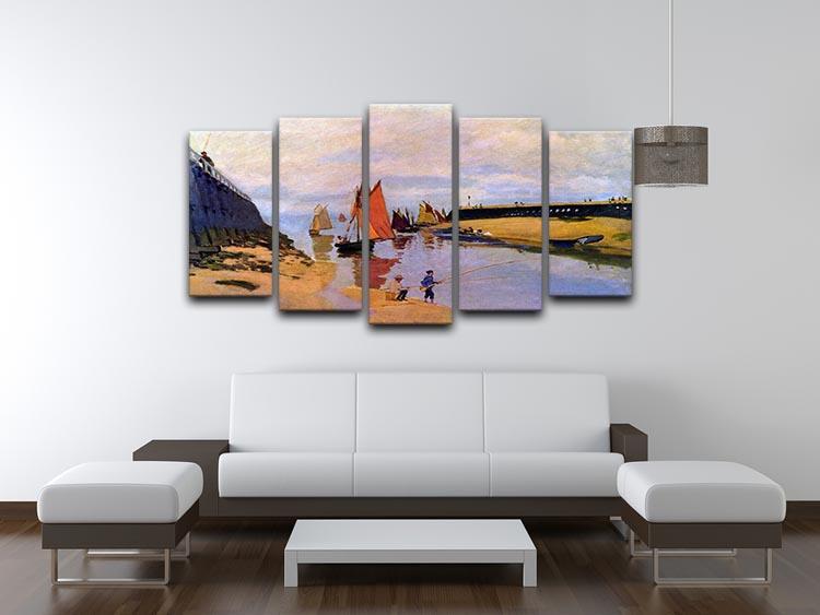 Port of Trouville by Monet 5 Split Panel Canvas - Canvas Art Rocks - 3