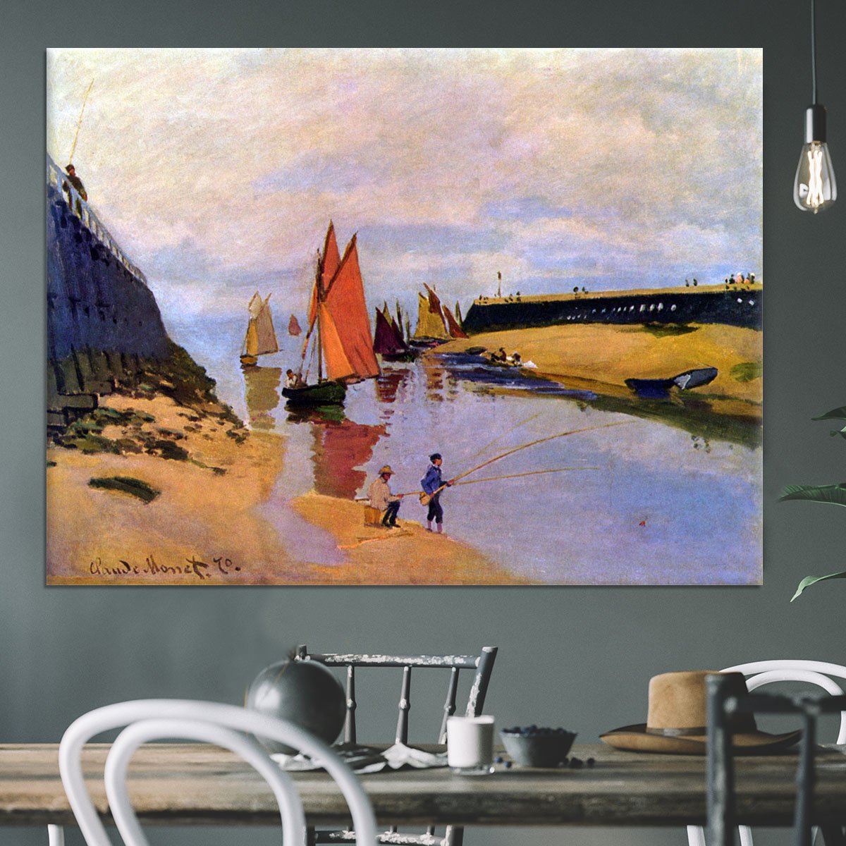 Port of Trouville by Monet Canvas Print or Poster