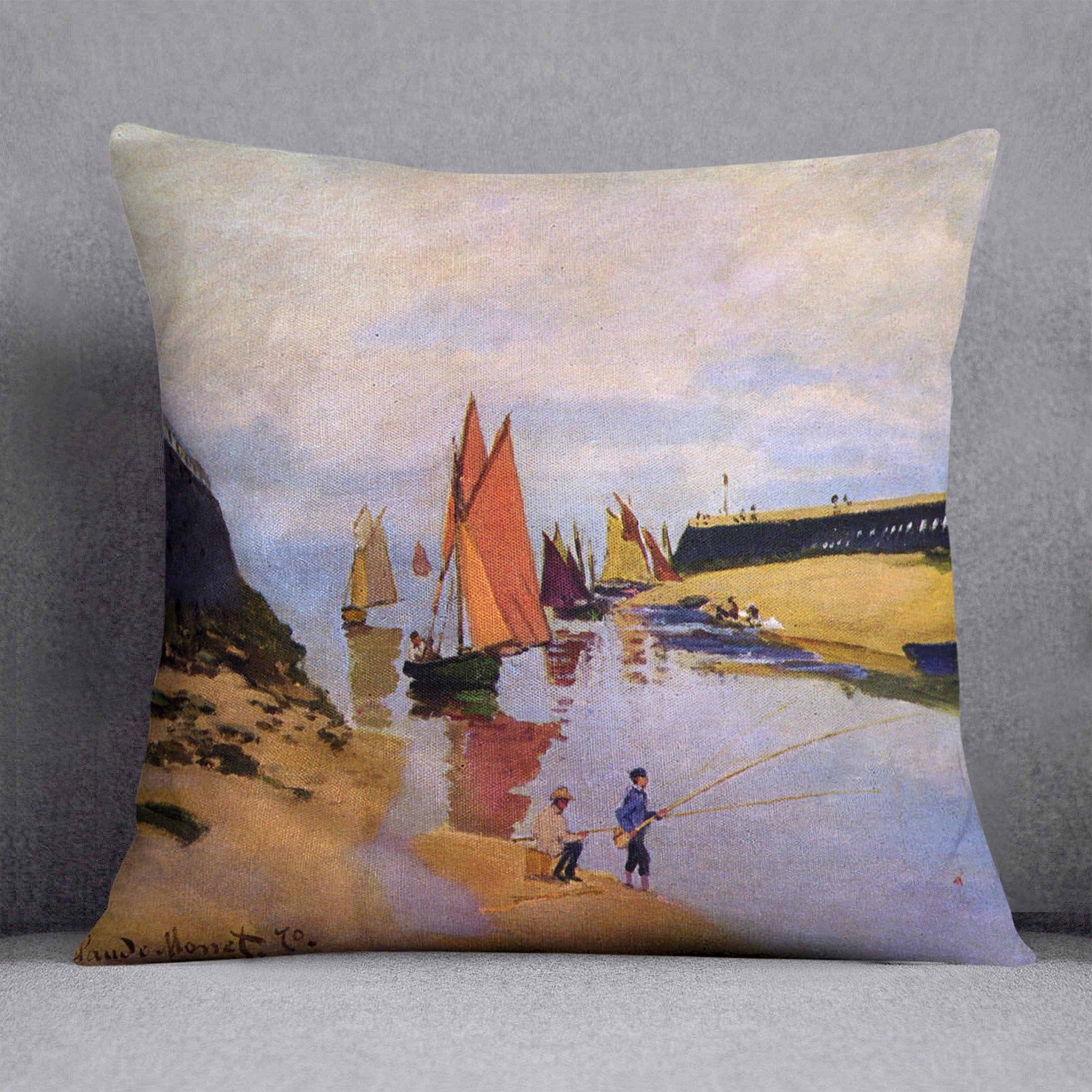 Port of Trouville by Monet Throw Pillow