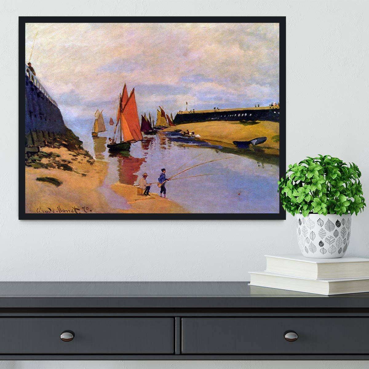 Port of Trouville by Monet Framed Print - Canvas Art Rocks - 2