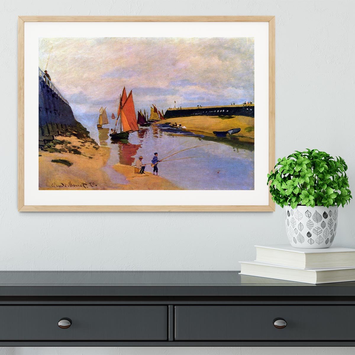 Port of Trouville by Monet Framed Print - Canvas Art Rocks - 3