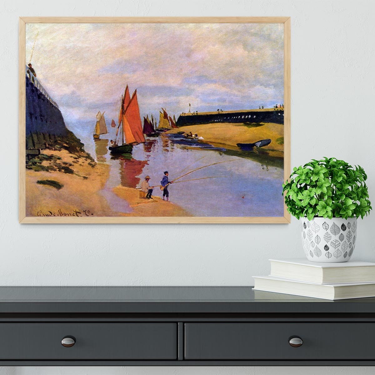 Port of Trouville by Monet Framed Print - Canvas Art Rocks - 4