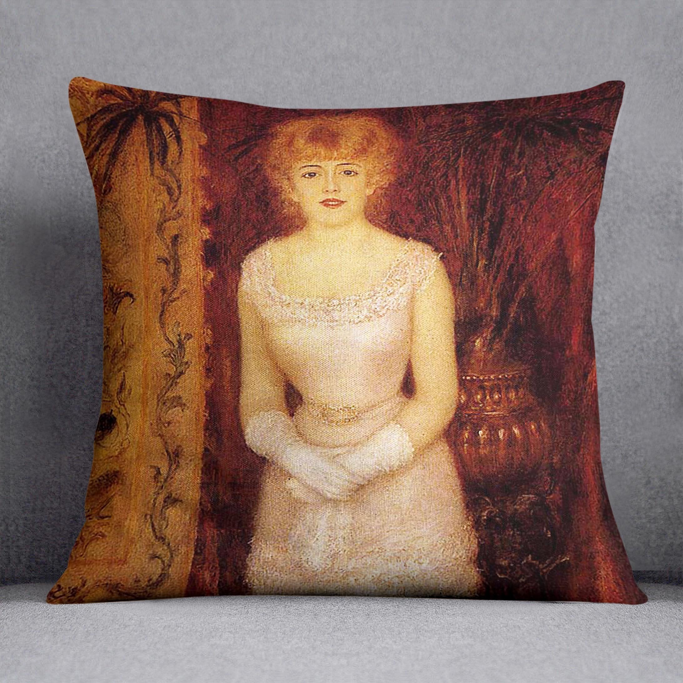 Portrait Of The Actress Jeanne Samary by Renoir Throw Pillow
