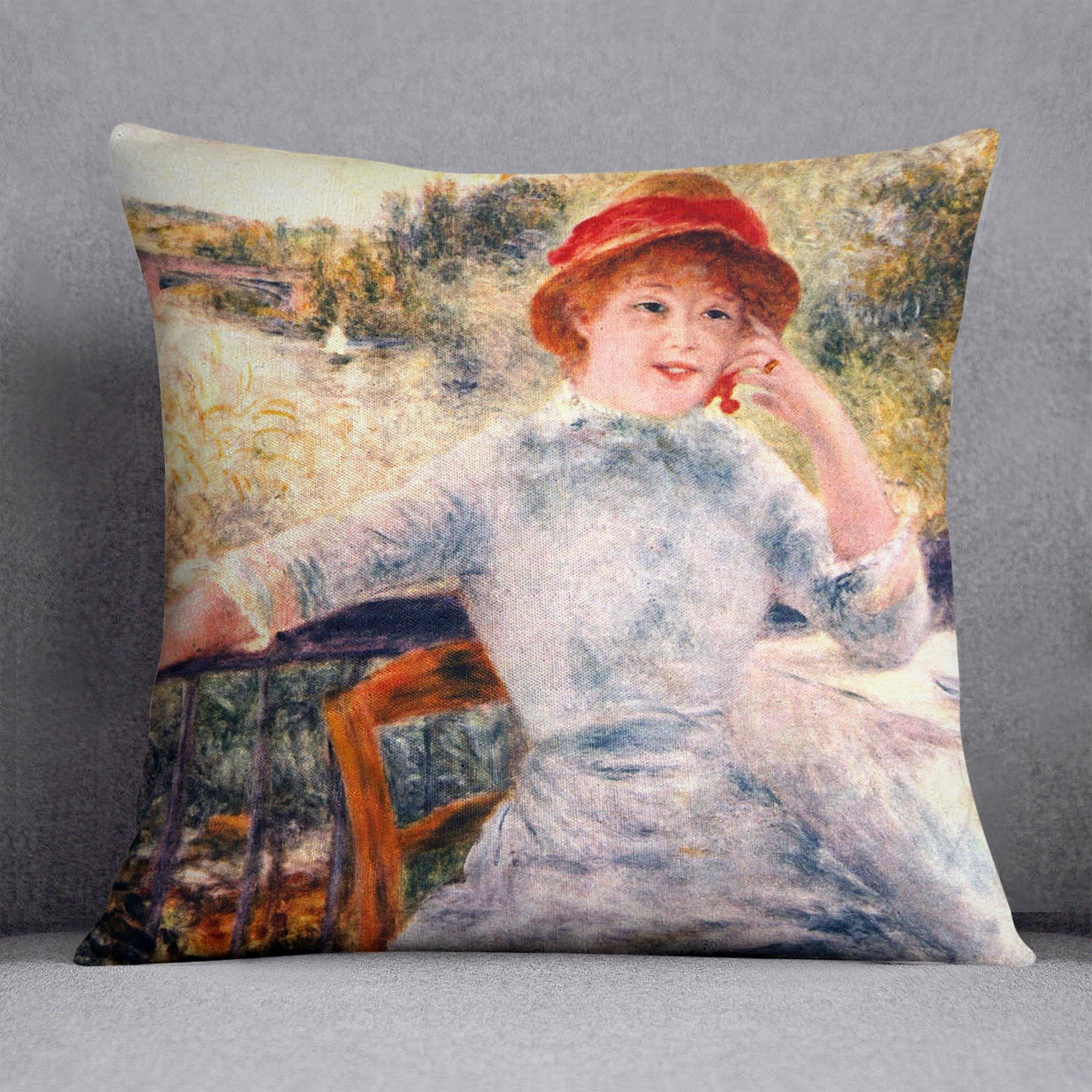 Portrait of Alphonsine Fournaise by Renoir Throw Pillow