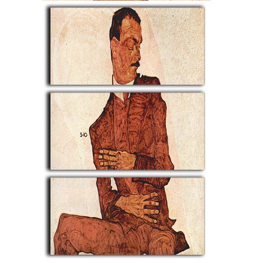 Portrait of Arthur Rossler by Egon Schiele 3 Split Panel Canvas Print - Canvas Art Rocks - 1