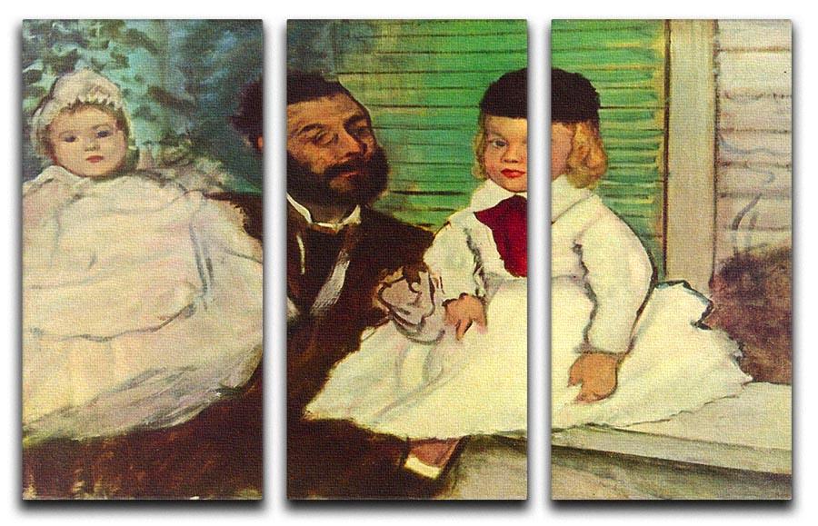 Portrait of Count Lepic and his daughters by Degas 3 Split Panel Canvas Print - Canvas Art Rocks - 1
