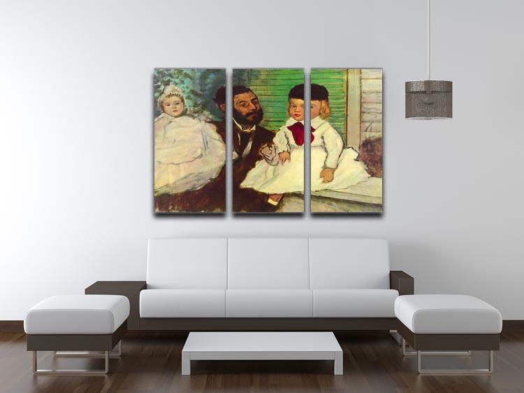 Portrait of Count Lepic and his daughters by Degas 3 Split Panel Canvas Print - Canvas Art Rocks - 3
