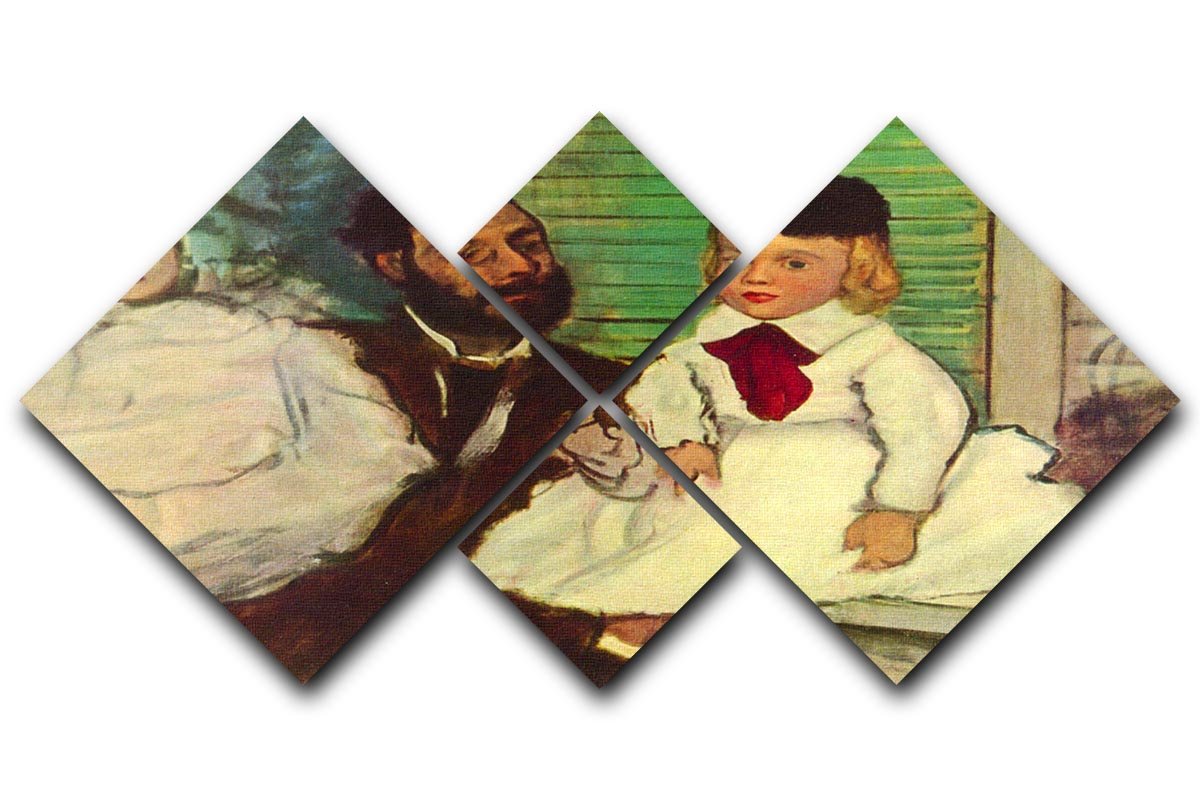 Portrait of Count Lepic and his daughters by Degas 4 Square Multi Panel Canvas - Canvas Art Rocks - 1