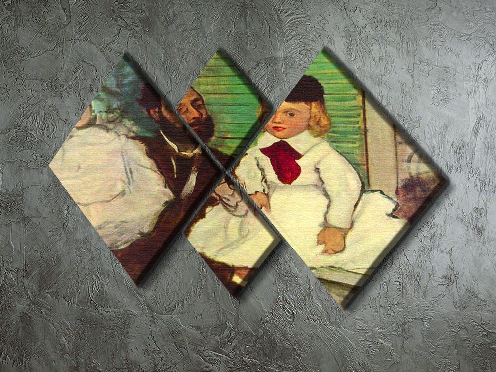 Portrait of Count Lepic and his daughters by Degas 4 Square Multi Panel Canvas - Canvas Art Rocks - 2