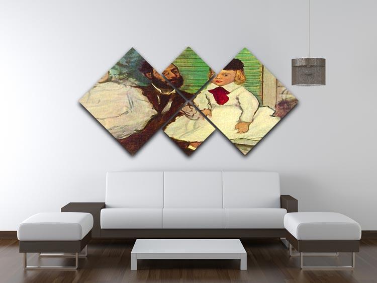 Portrait of Count Lepic and his daughters by Degas 4 Square Multi Panel Canvas - Canvas Art Rocks - 3