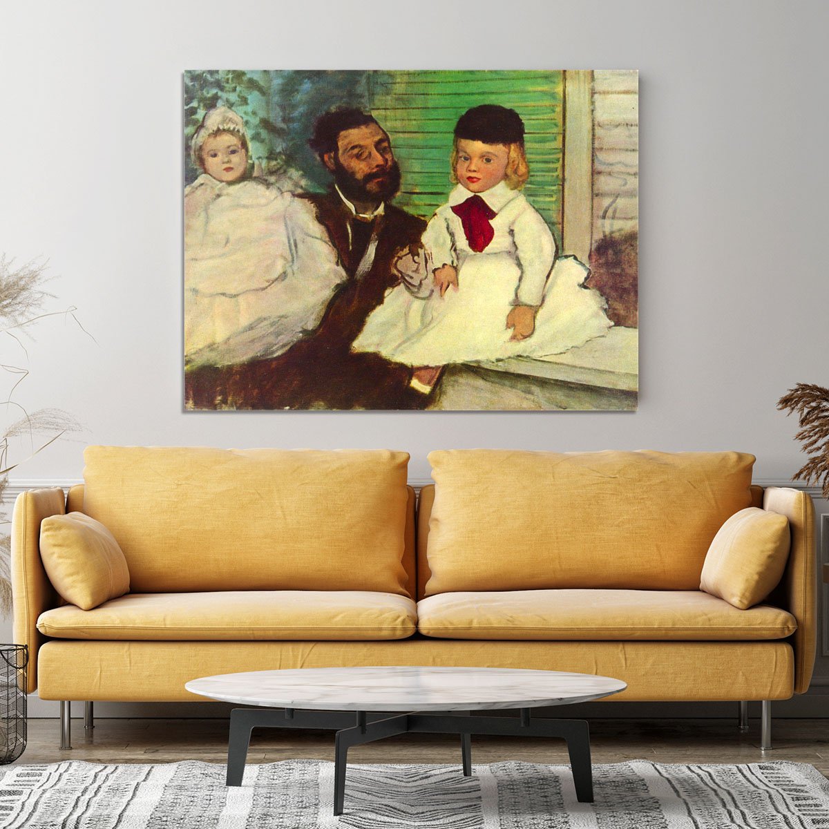 Portrait of Count Lepic and his daughters by Degas Canvas Print or Poster