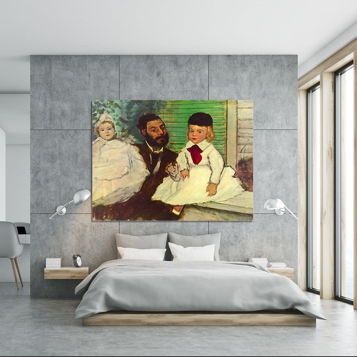 Portrait of Count Lepic and his daughters by Degas Canvas Print or Poster