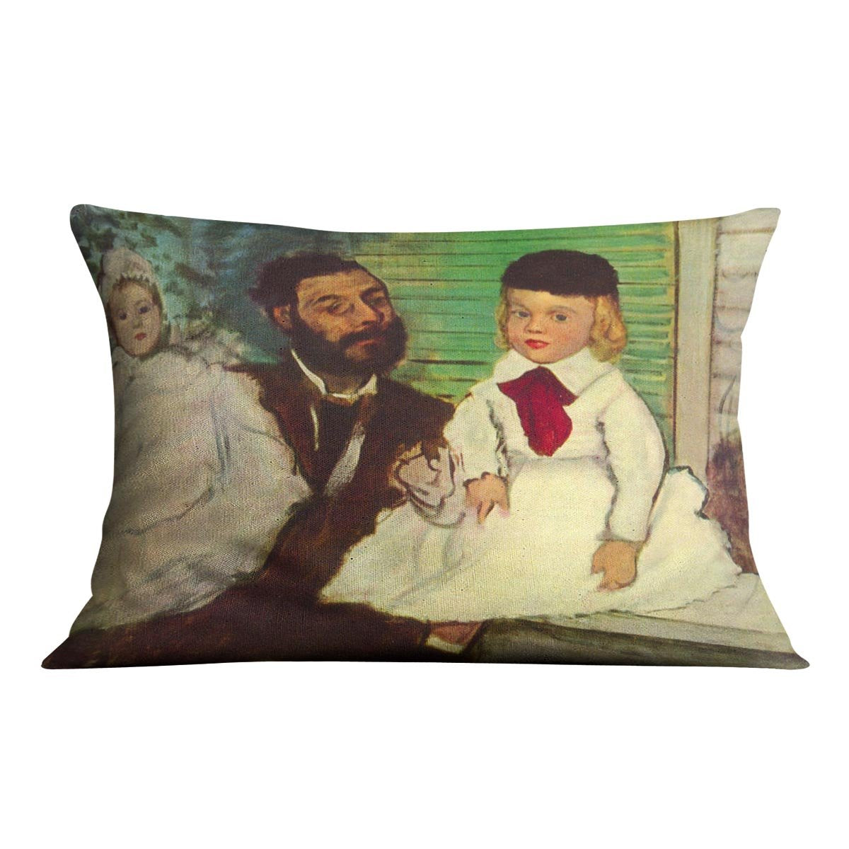 Portrait of Count Lepic and his daughters by Degas Cushion