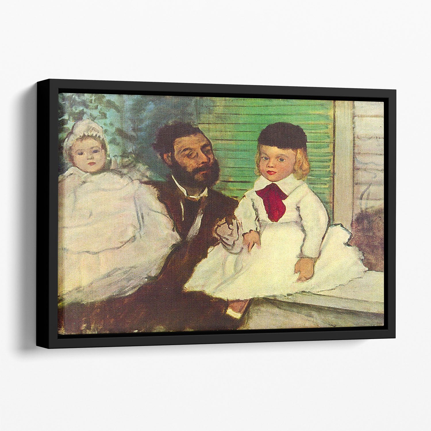Portrait of Count Lepic and his daughters by Degas Floating Framed Canvas