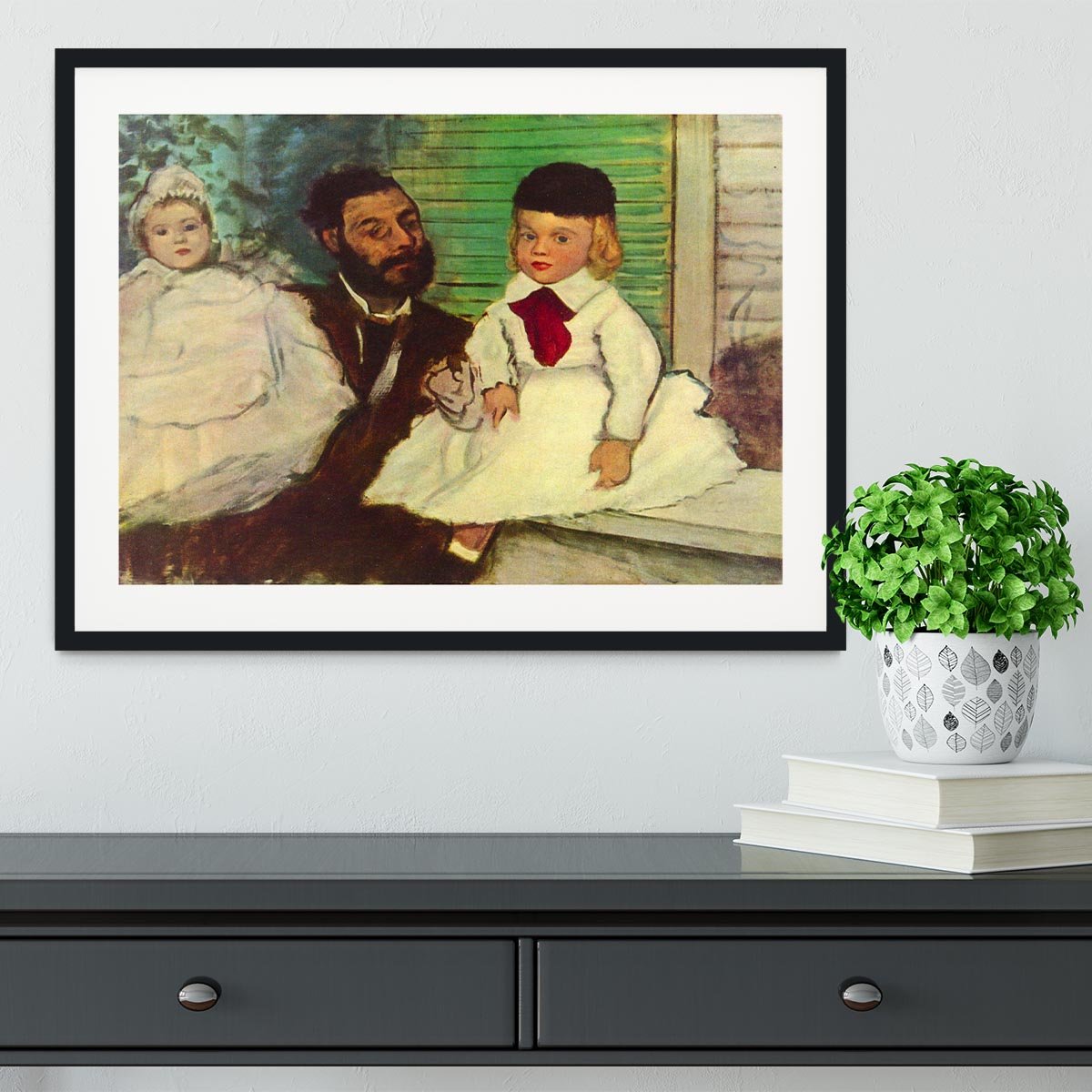 Portrait of Count Lepic and his daughters by Degas Framed Print - Canvas Art Rocks - 1