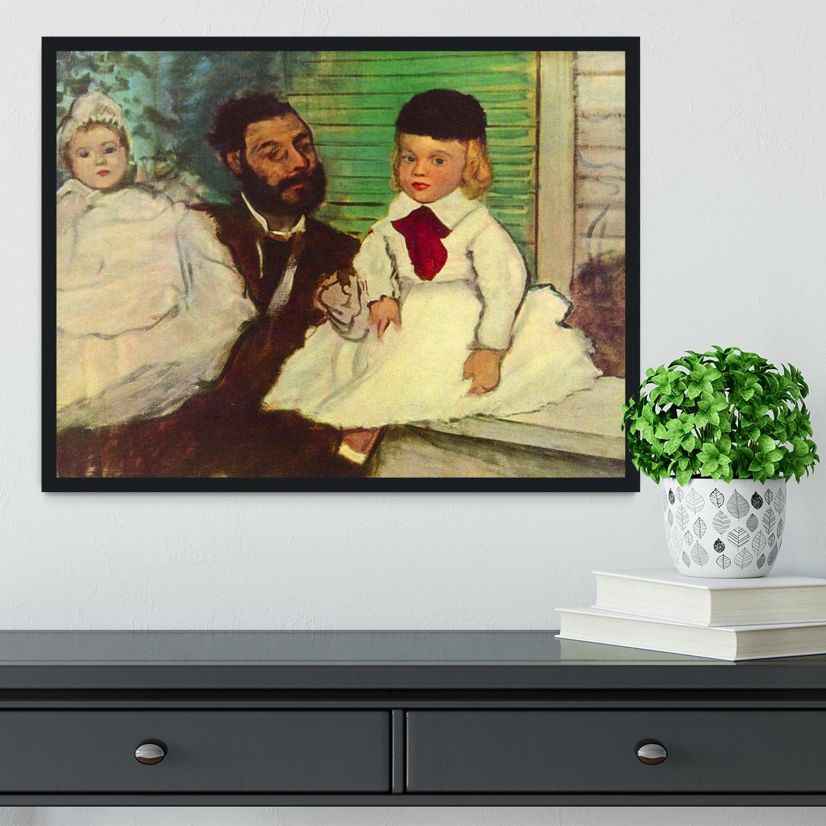 Portrait of Count Lepic and his daughters by Degas Framed Print - Canvas Art Rocks - 2