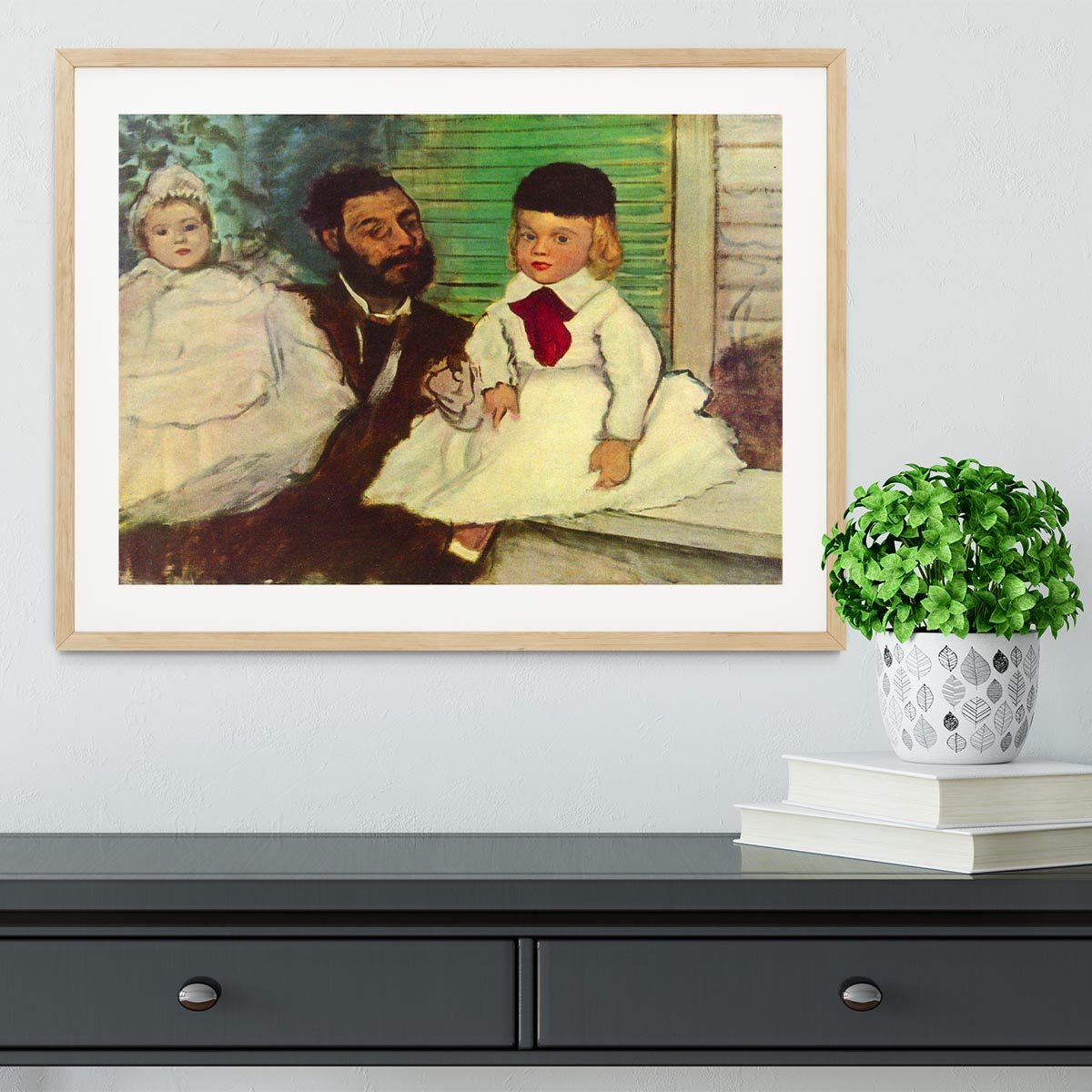 Portrait of Count Lepic and his daughters by Degas Framed Print - Canvas Art Rocks - 3
