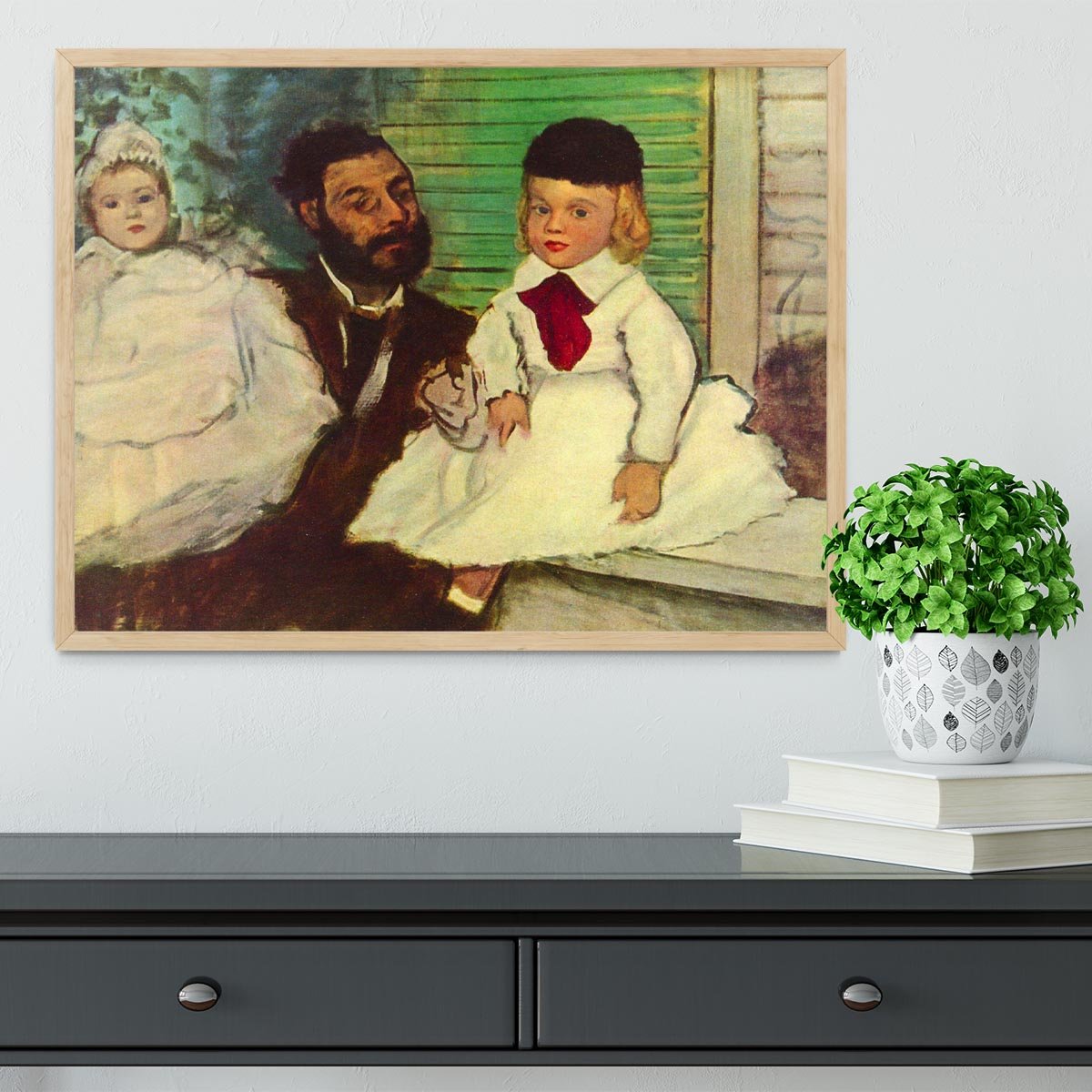Portrait of Count Lepic and his daughters by Degas Framed Print - Canvas Art Rocks - 4