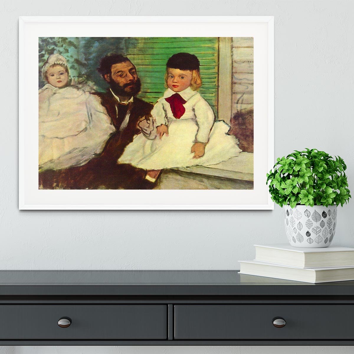Portrait of Count Lepic and his daughters by Degas Framed Print - Canvas Art Rocks - 5