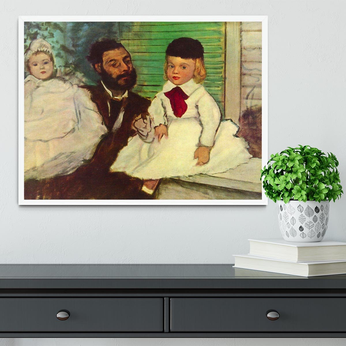 Portrait of Count Lepic and his daughters by Degas Framed Print - Canvas Art Rocks -6
