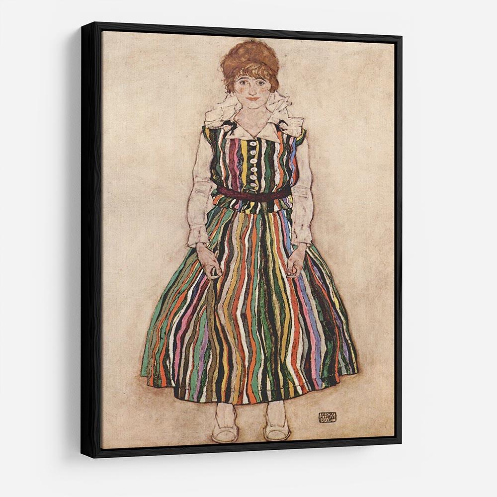 Portrait of Edith Egon Schiele in a striped dress by Egon Schiele HD Metal Print - Canvas Art Rocks - 6