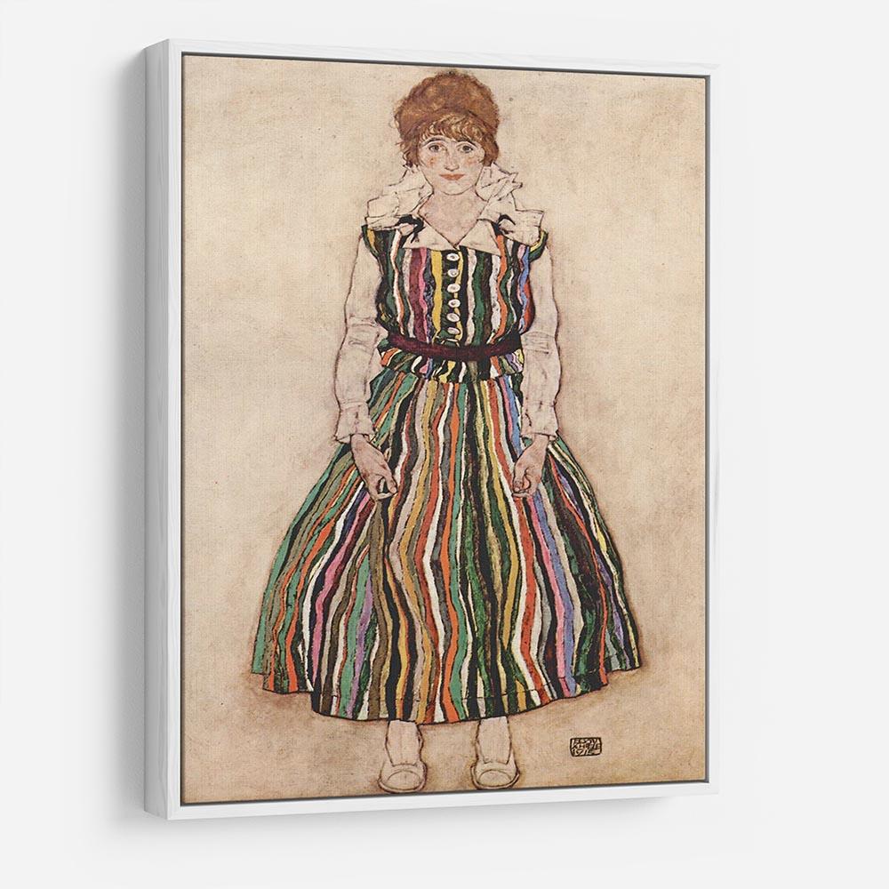 Portrait of Edith Egon Schiele in a striped dress by Egon Schiele HD Metal Print - Canvas Art Rocks - 7