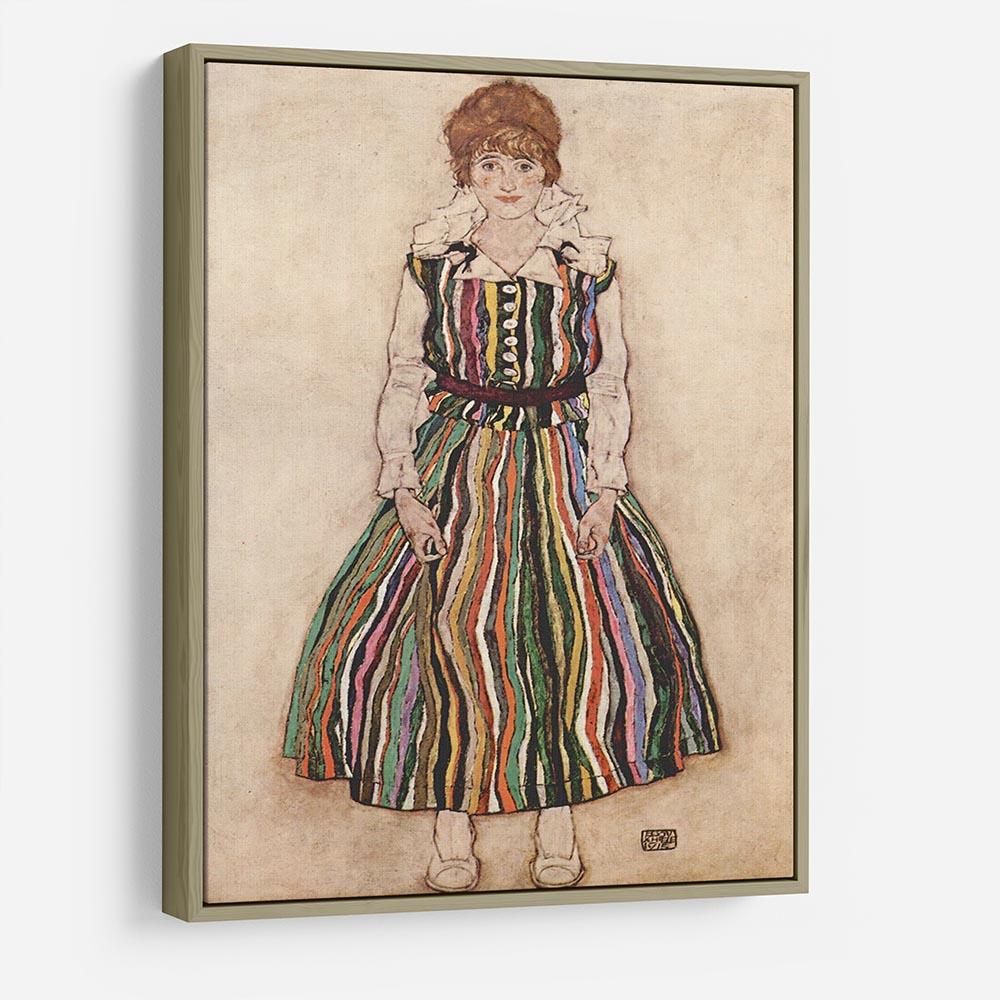 Portrait of Edith Egon Schiele in a striped dress by Egon Schiele HD Metal Print - Canvas Art Rocks - 8