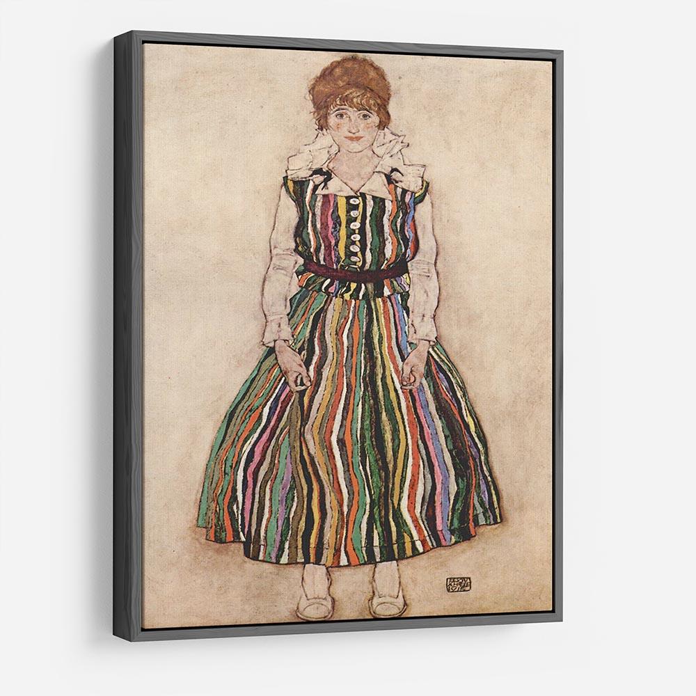 Portrait of Edith Egon Schiele in a striped dress by Egon Schiele HD Metal Print - Canvas Art Rocks - 9