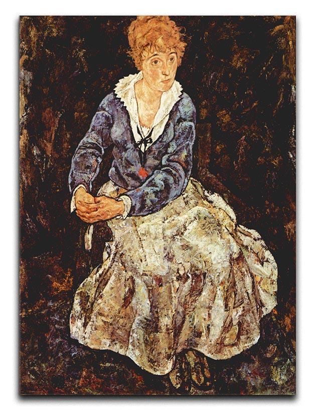 Portrait of Edith Egon Schiele sitting by Egon Schiele Canvas Print or Poster - Canvas Art Rocks - 1