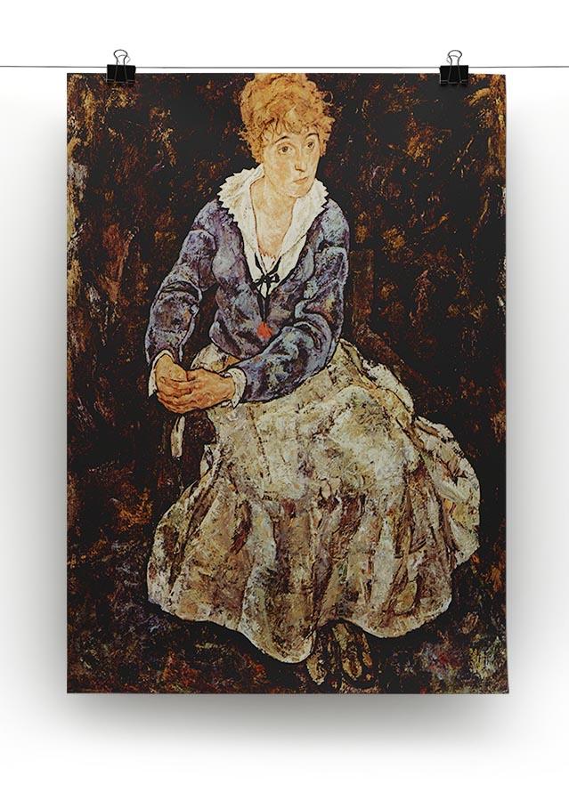 Portrait of Edith Egon Schiele sitting by Egon Schiele Canvas Print or Poster - Canvas Art Rocks - 2