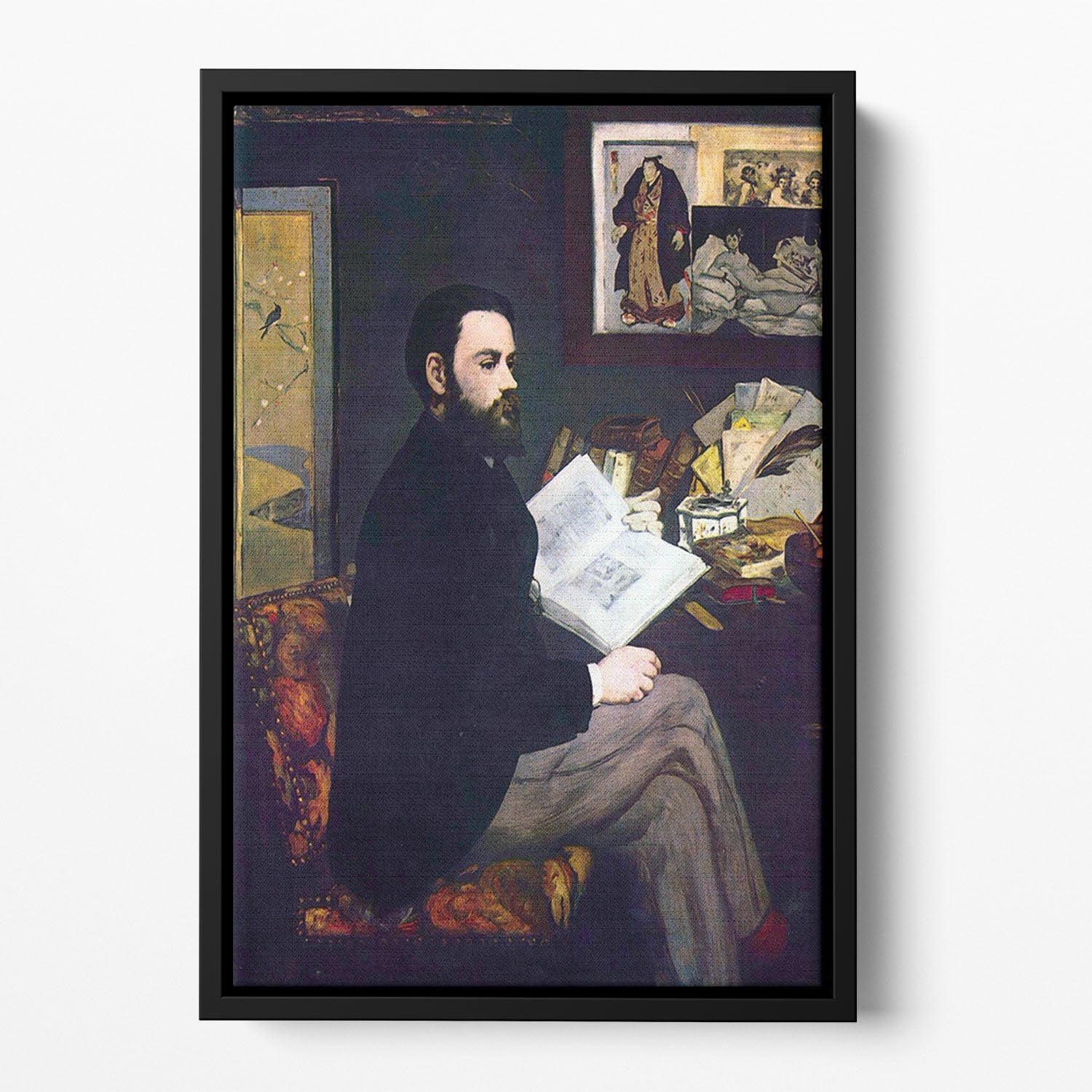 Portrait of Emile Zola by Manet Floating Framed Canvas