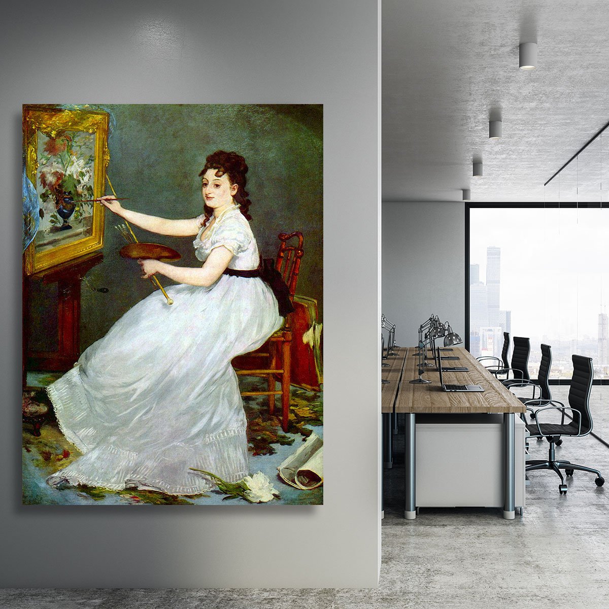 Portrait of Eva GonzalCs in Manets studio by Manet Canvas Print or Poster