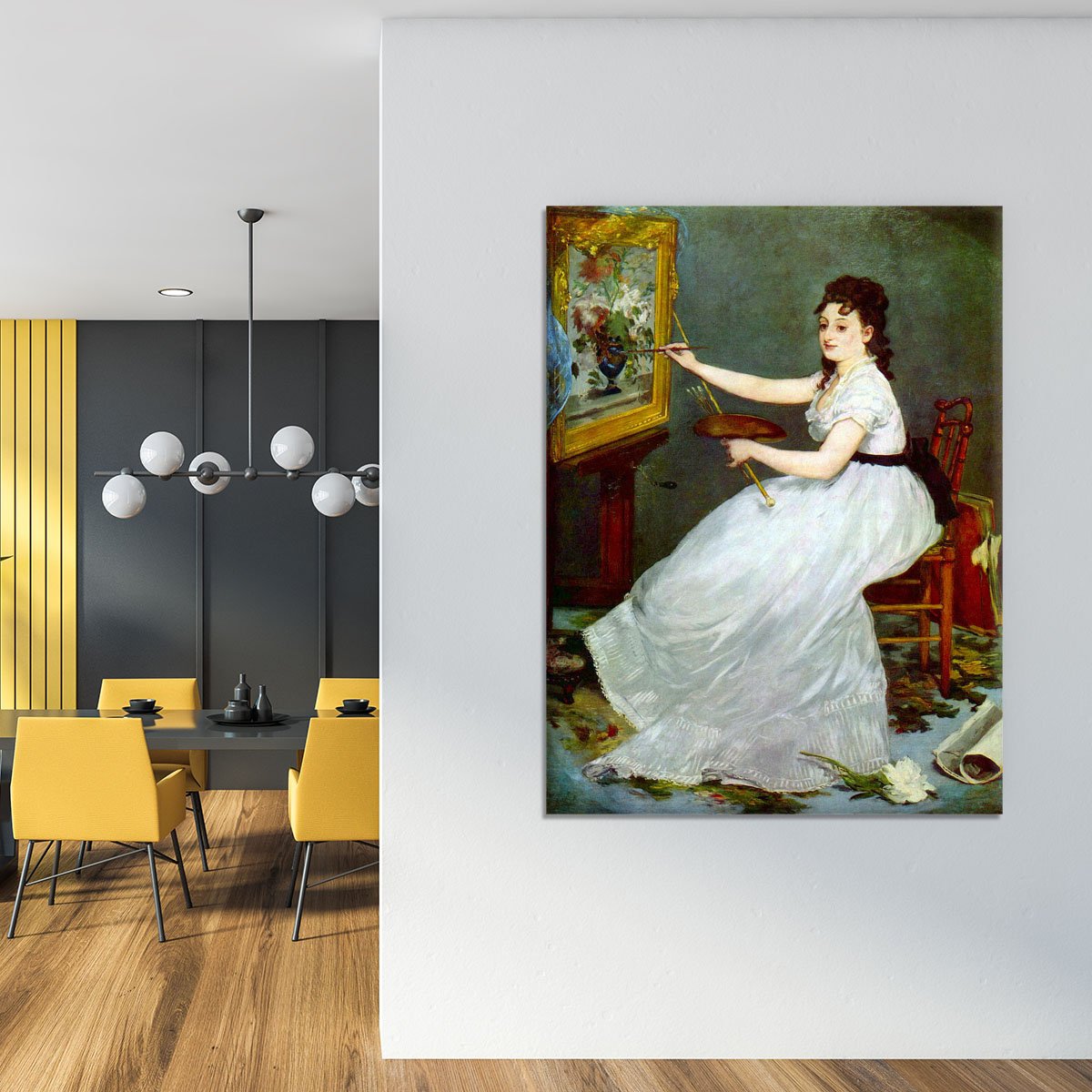Portrait of Eva GonzalCs in Manets studio by Manet Canvas Print or Poster