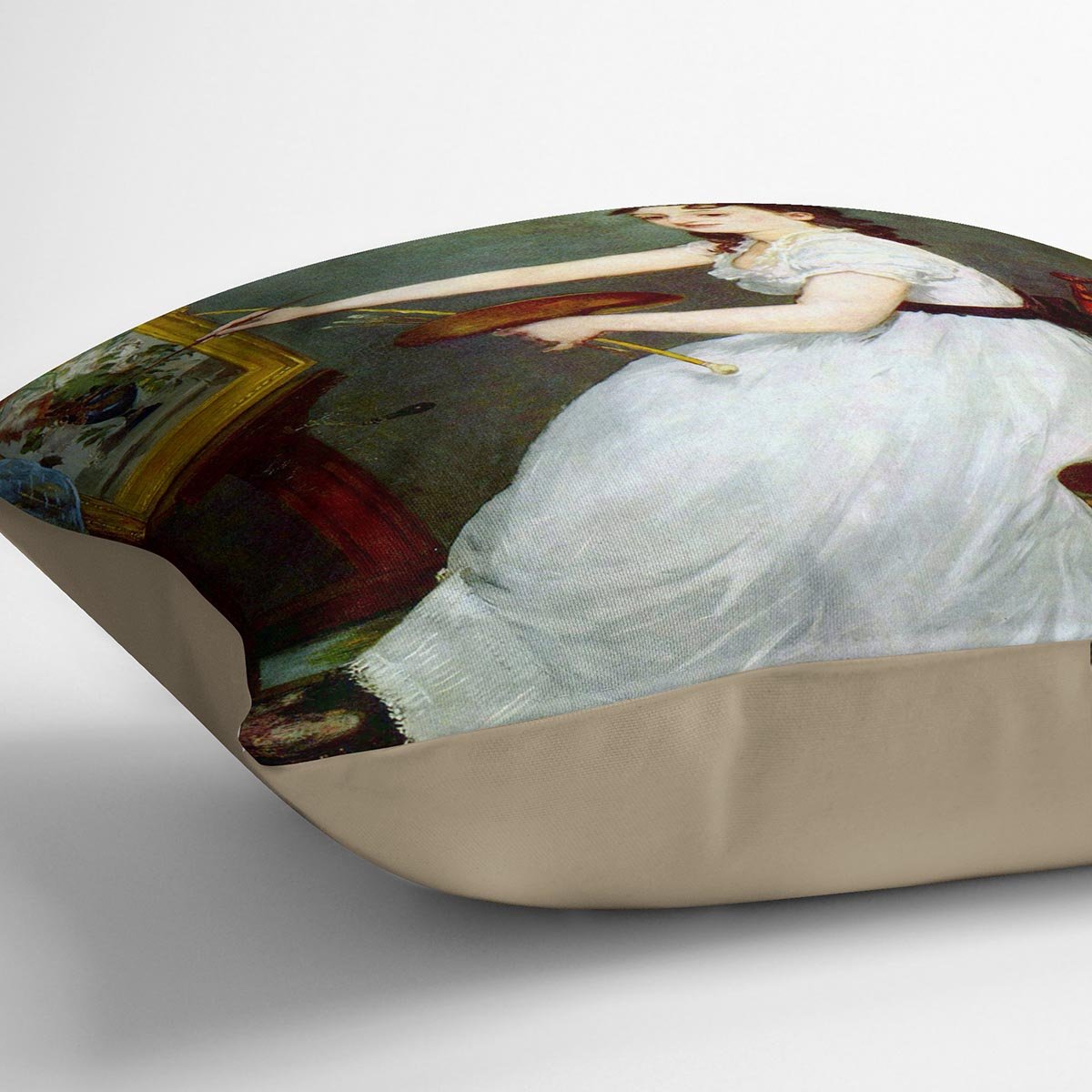 Portrait of Eva GonzalCs in Manets studio by Manet Throw Pillow