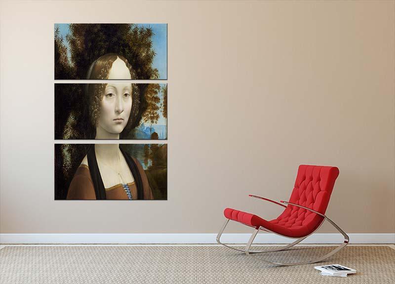 Portrait of Ginevra de Benci by Da Vinci 3 Split Panel Canvas Print - Canvas Art Rocks - 2