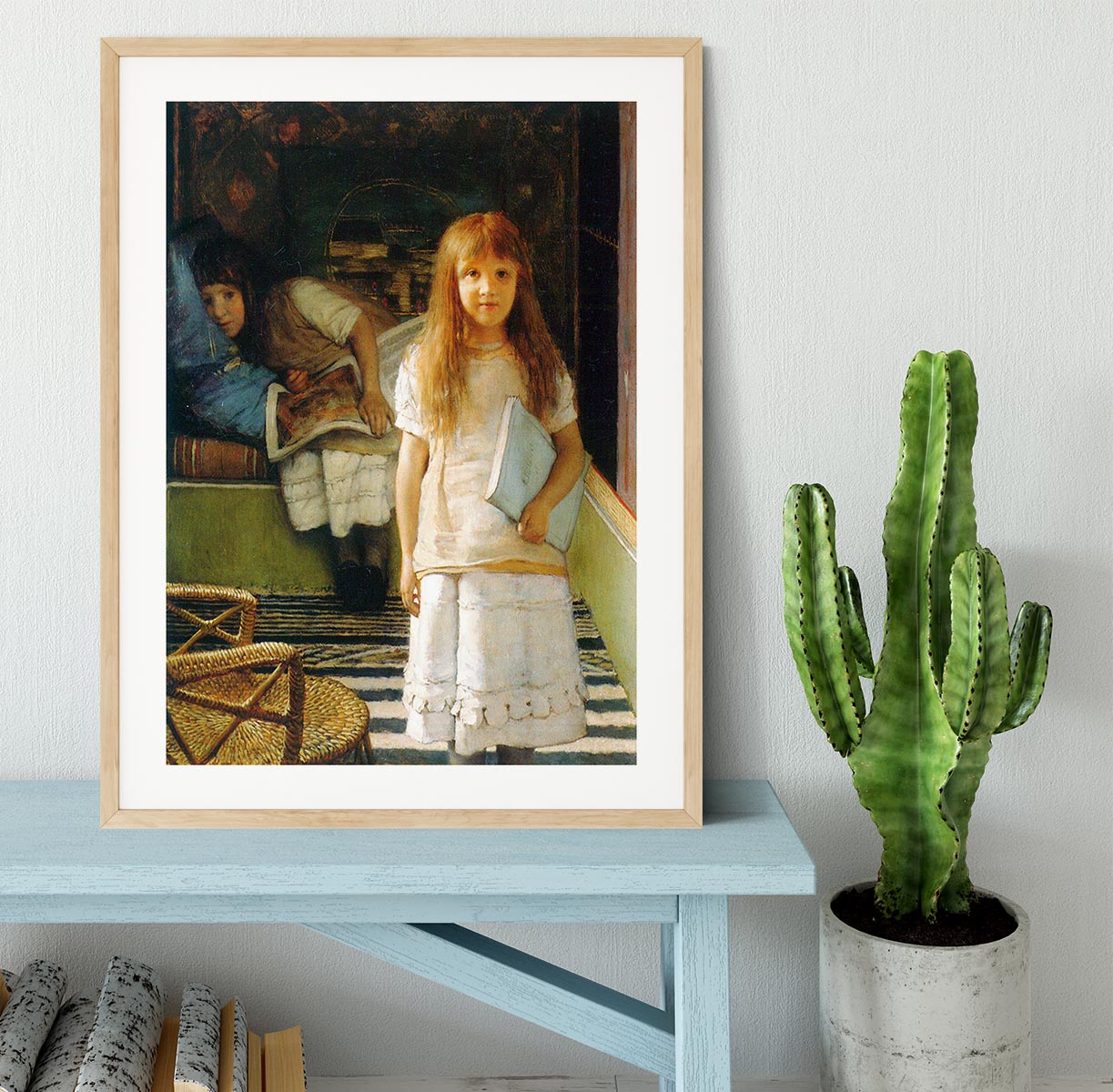 Portrait of Laurense and Anna Alma Tadema as a child by Alma Tadema Framed Print - Canvas Art Rocks - 3