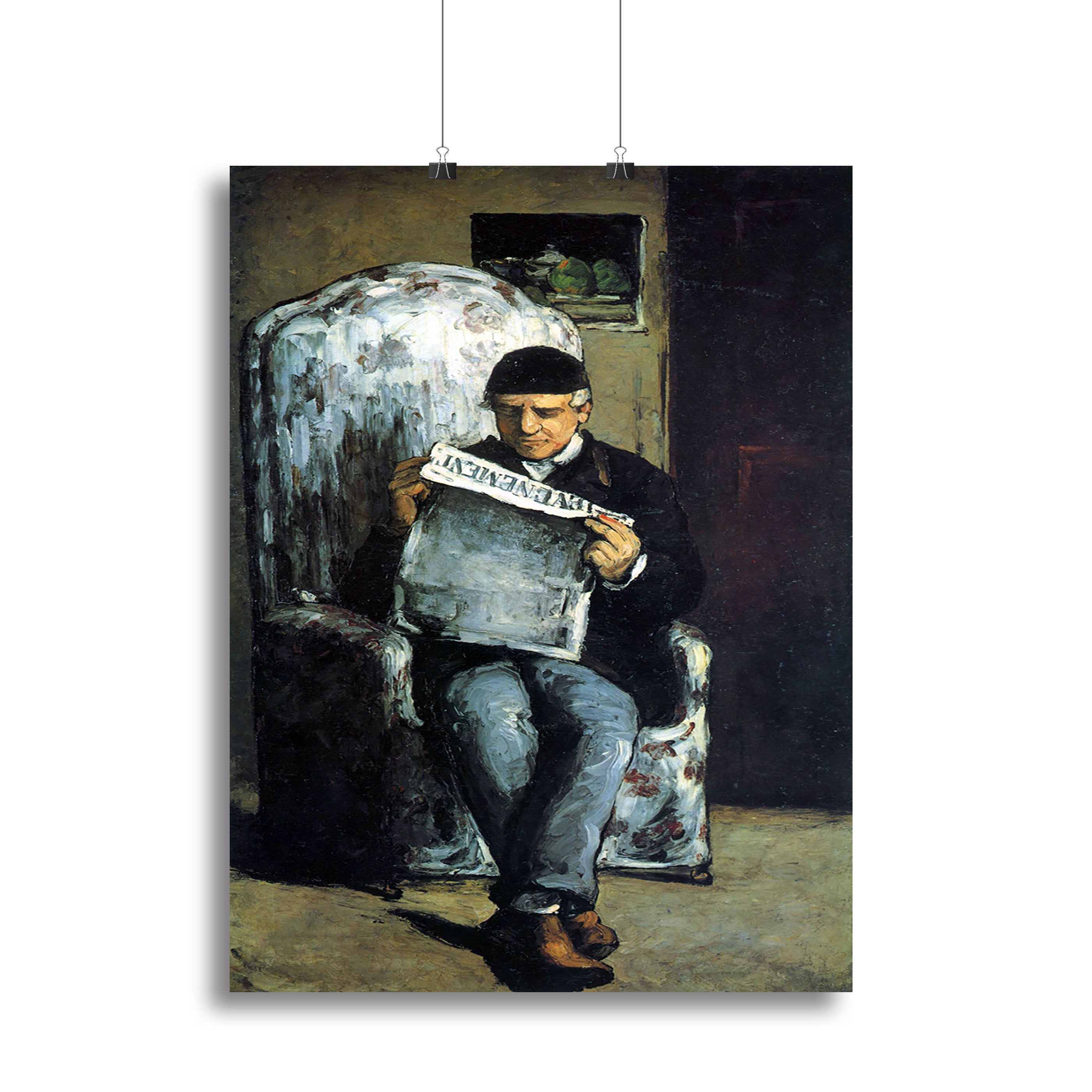 Portrait of Louis-Auguste Cezanne the father of the artist reading from L'EvÇnement by Cezanne Canvas Print or Poster - Canvas Art Rocks - 2