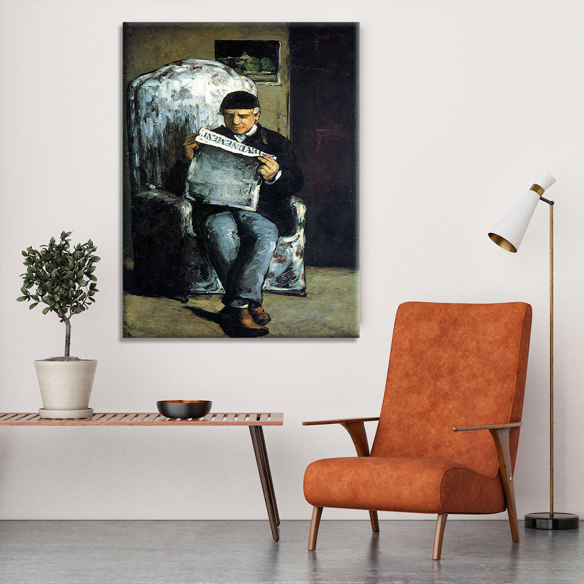 Portrait of Louis-Auguste Cezanne the father of the artist reading from L'EvÇnement by Cezanne Canvas Print or Poster - Canvas Art Rocks - 6