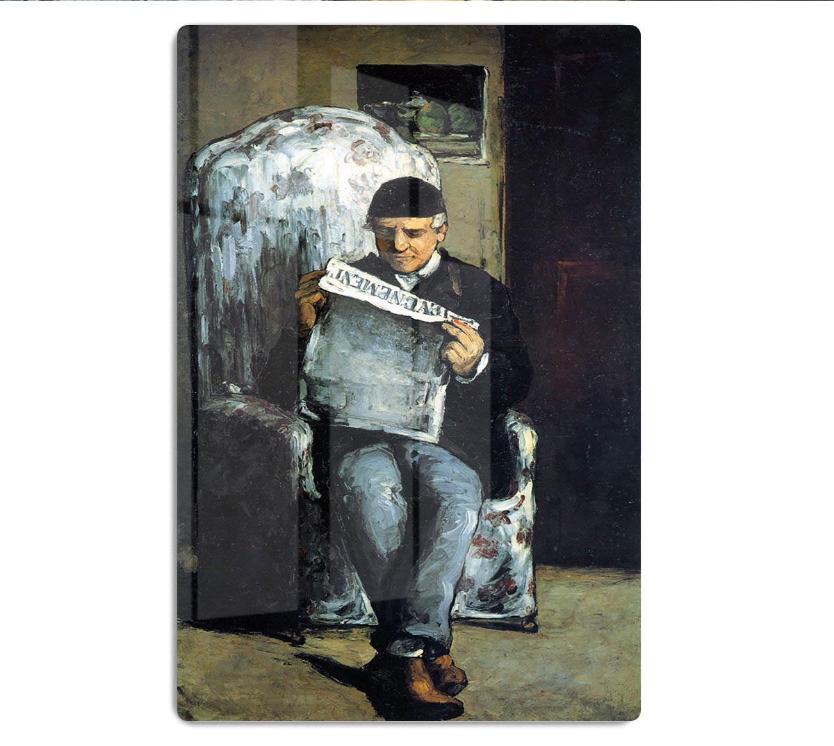 Portrait of Louis-Auguste Cezanne the father of the artist reading from L'EvÇnement by Cezanne Acrylic Block - Canvas Art Rocks - 1