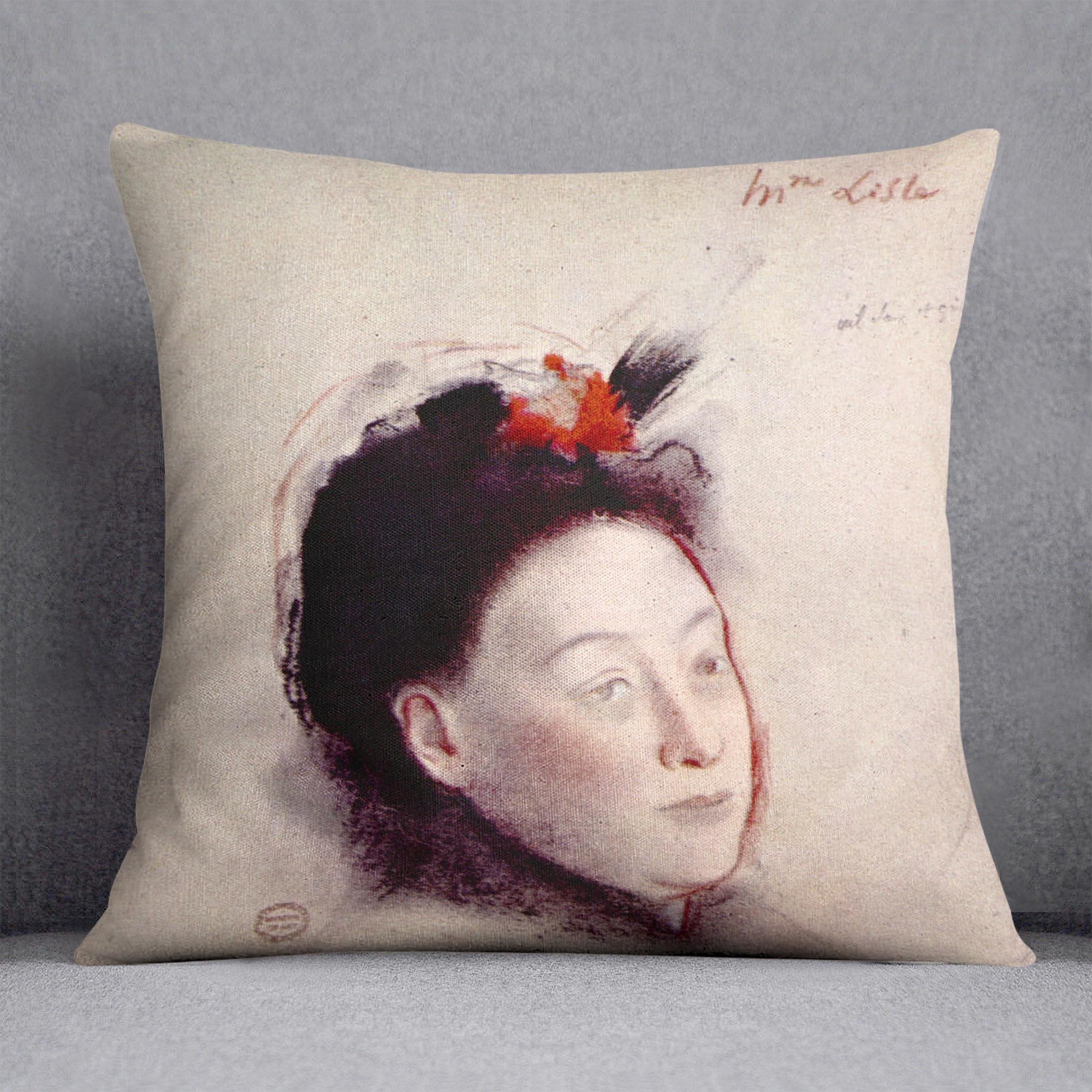 Portrait of Madame Lisle by Degas Cushion