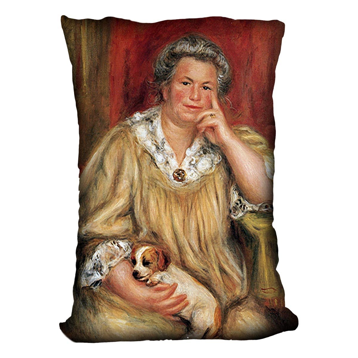 Portrait of Madame Renoir with Bob by Renoir Throw Pillow