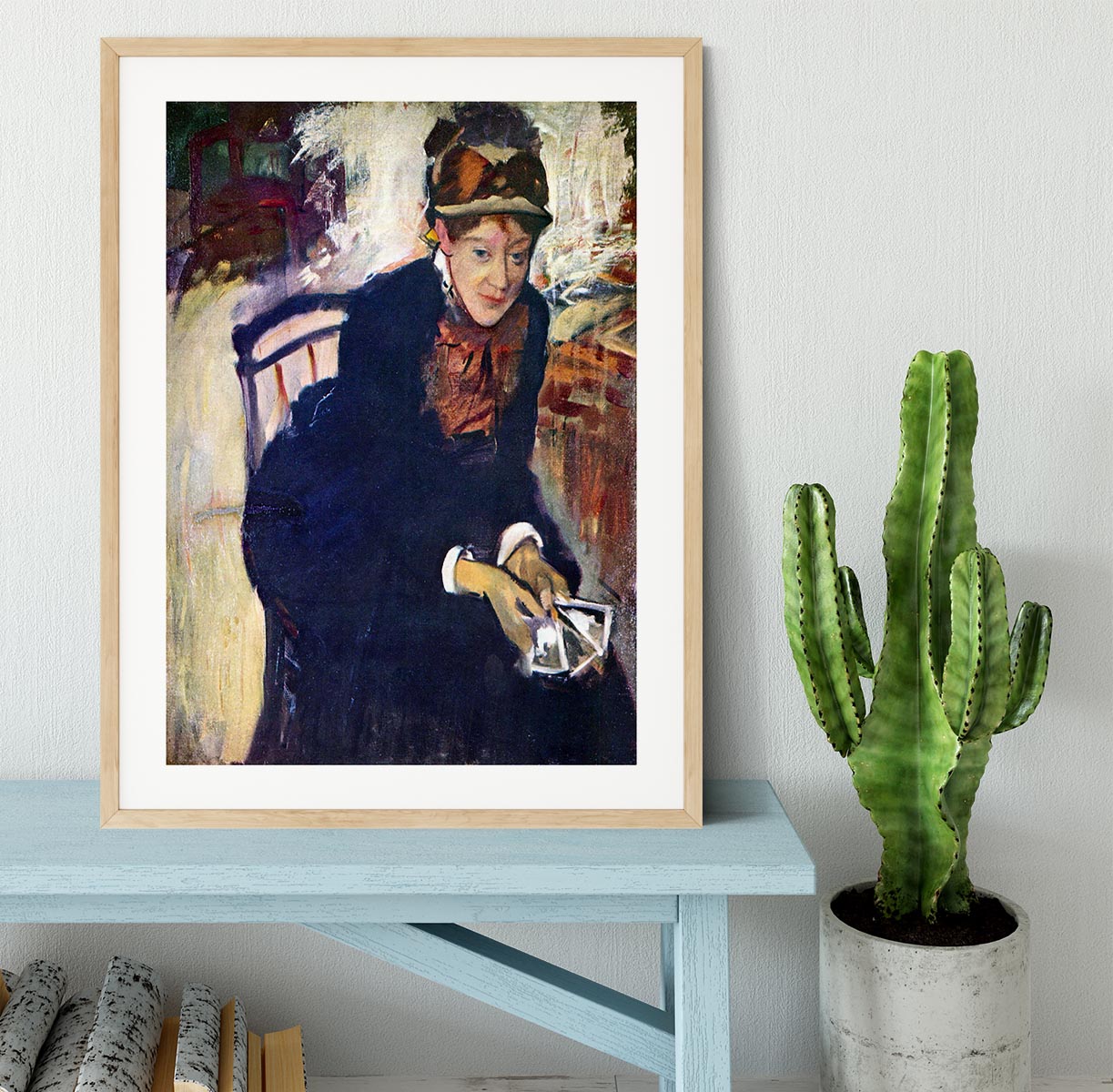 Portrait of Miss Cassatt holding the cards by Degas Framed Print - Canvas Art Rocks - 3