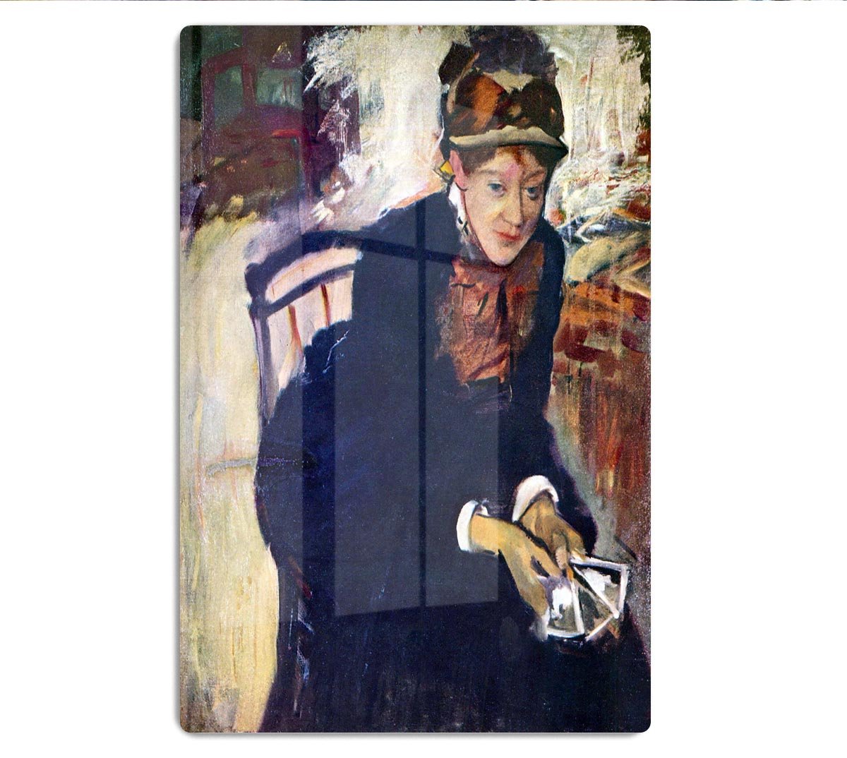 Portrait of Miss Cassatt holding the cards by Degas HD Metal Print - Canvas Art Rocks - 1