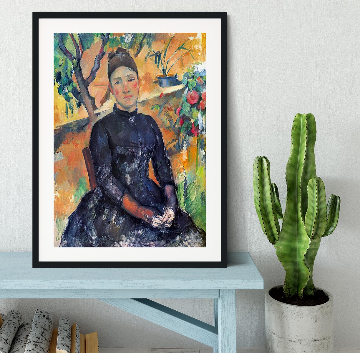 Portrait of Mme CÇzanne in the greenhouse by Cezanne Framed Print - Canvas Art Rocks - 1