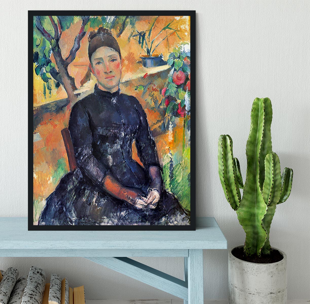 Portrait of Mme CÇzanne in the greenhouse by Cezanne Framed Print - Canvas Art Rocks - 2