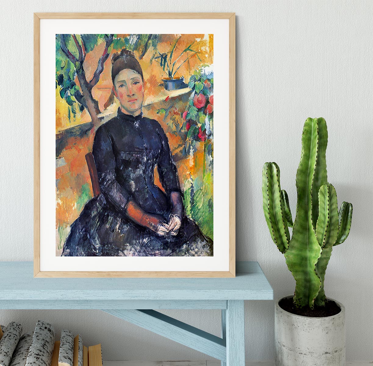 Portrait of Mme CÇzanne in the greenhouse by Cezanne Framed Print - Canvas Art Rocks - 3