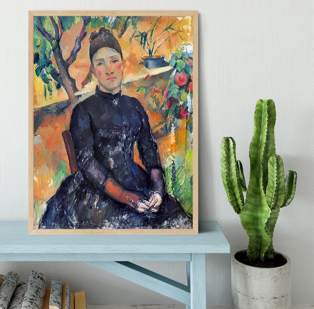 Portrait of Mme CÇzanne in the greenhouse by Cezanne Framed Print - Canvas Art Rocks - 4