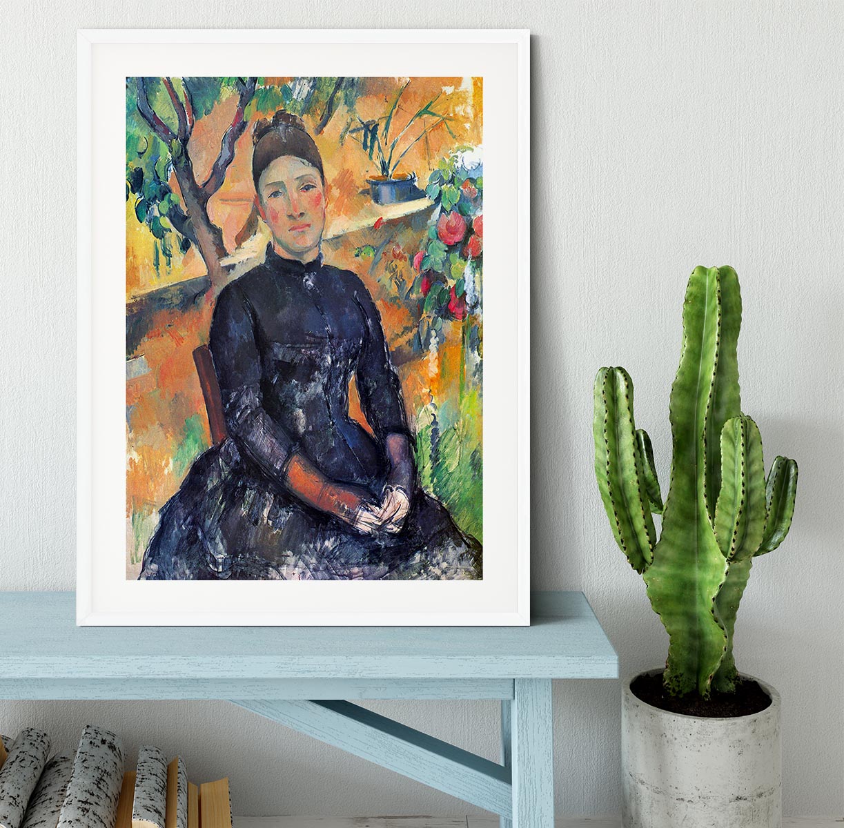 Portrait of Mme CÇzanne in the greenhouse by Cezanne Framed Print - Canvas Art Rocks - 5